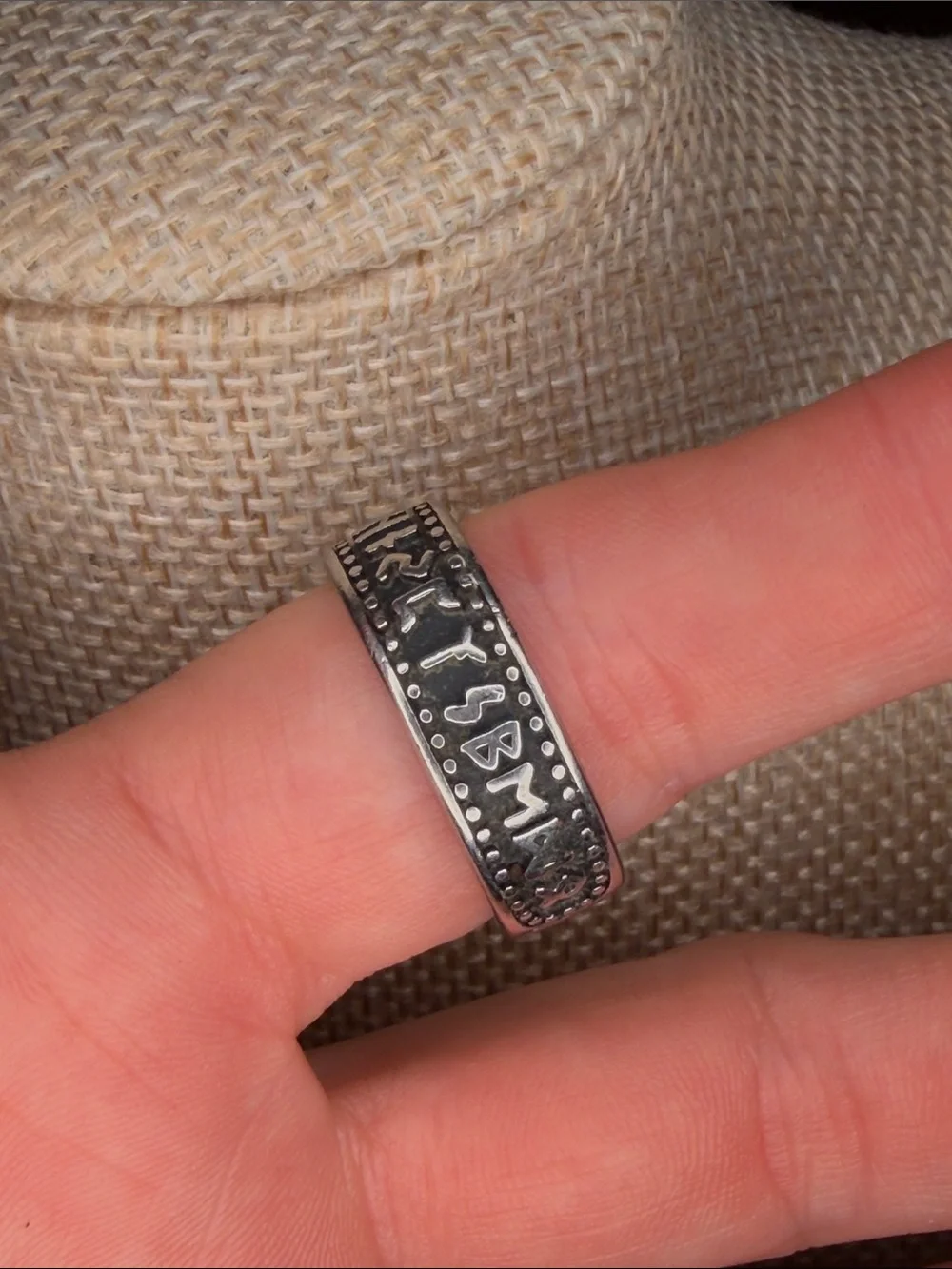 Sterling-Style Blackened Adjustable Men's Ring Engraved Pattern Sz 8 adjustable